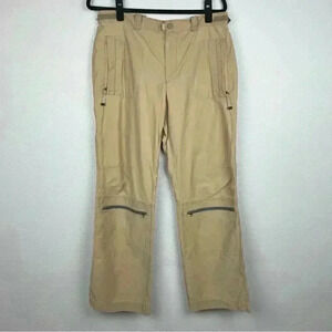 VTG Y2K AEO Gorpcore Cargo Pants Women's 12 Yellow Tan Zipper Mid Rise Athletic